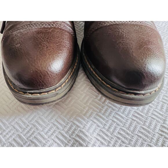 Bruno Marc Philly-10 Brown Combat Lace-Up Boots Size 6.5 EUC Side Zip Buckle - Picture 5 of 12